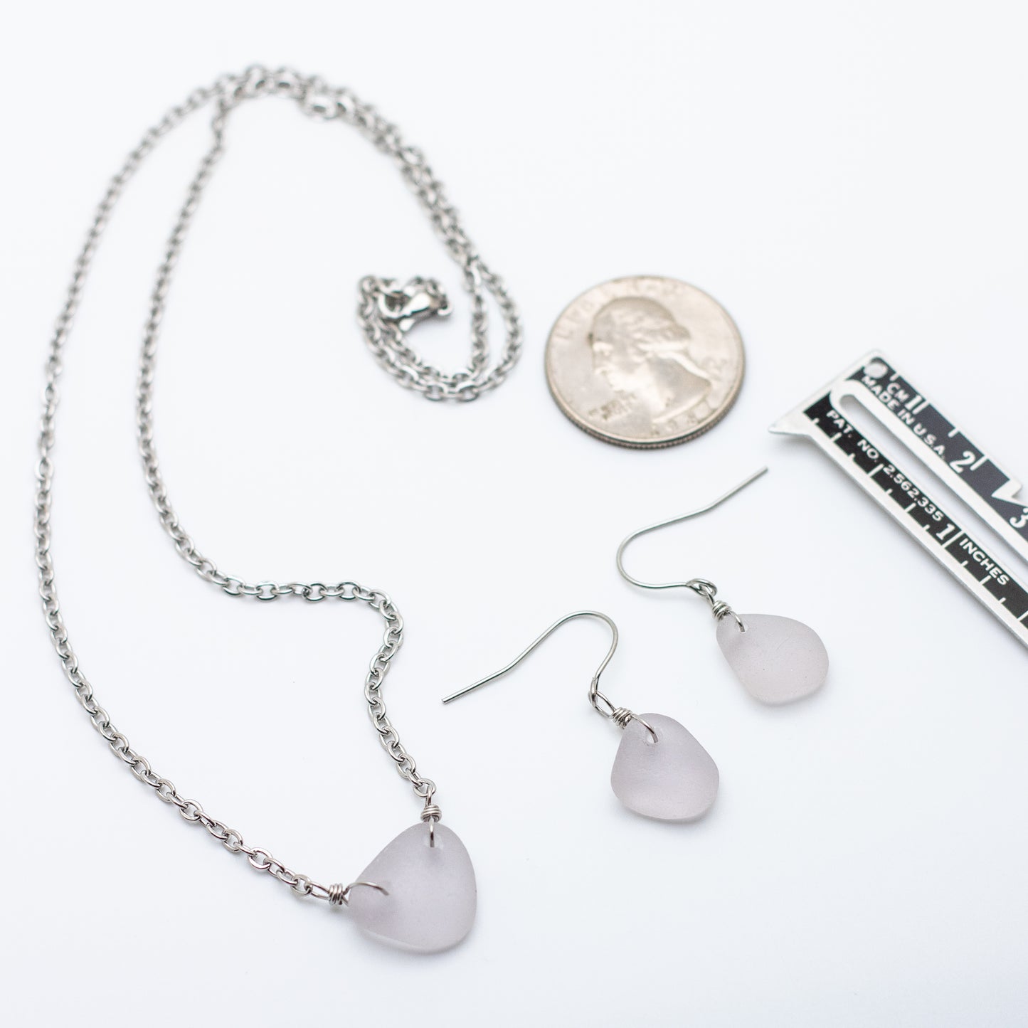 Lavender Beach Glass Necklace & Earring Set — Nova Scotia