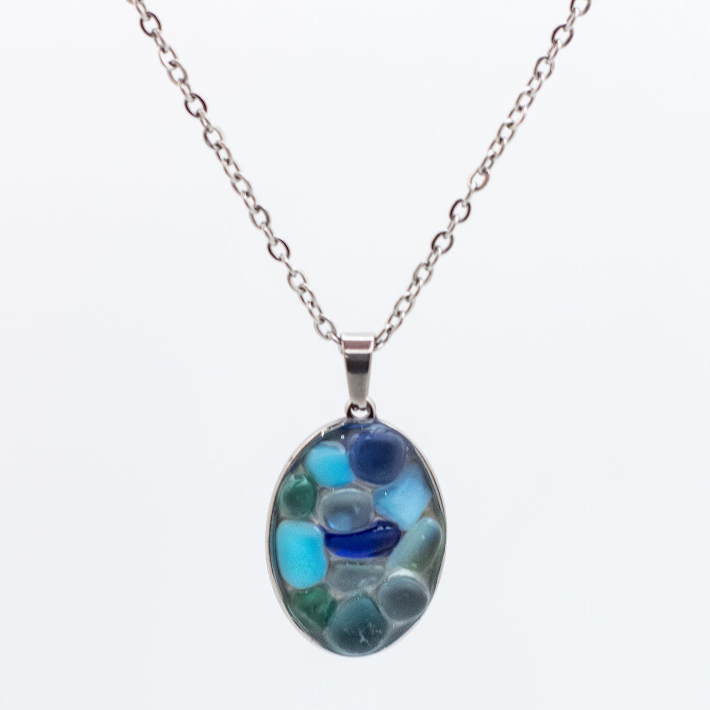 Blue Hue Mosaic Beach Glass Necklace — Nova Scotia