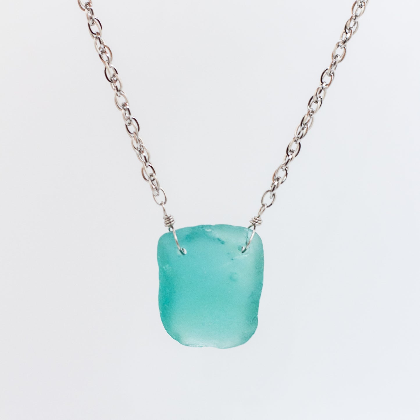 Aqua Beach Glass Vibrant Necklace — Nova Scotia