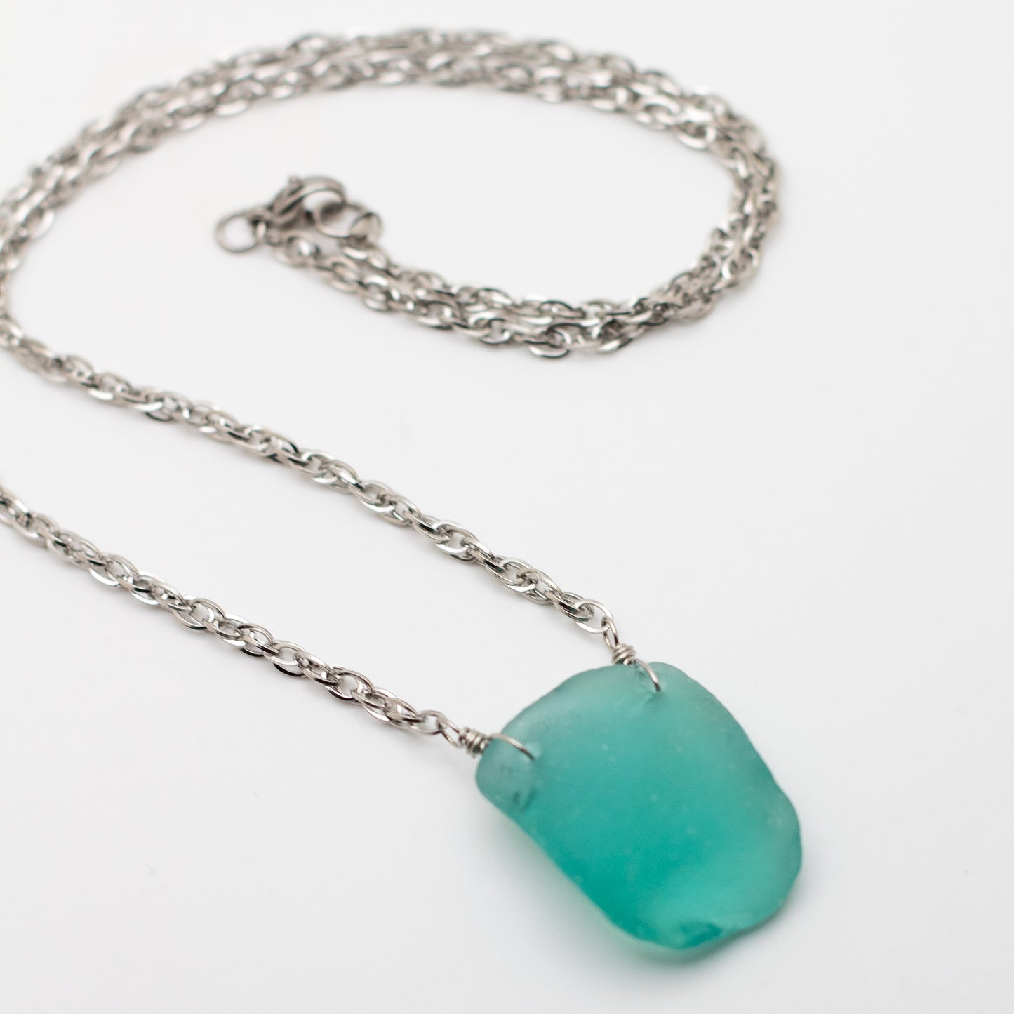 Aqua Beach Glass Vibrant Necklace — Nova Scotia