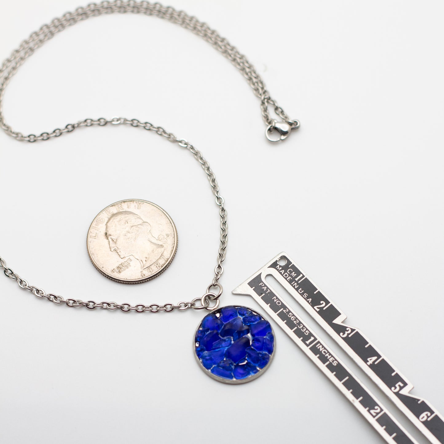 Cobalt Beach Glass Mosaic Necklace — Lake Erie