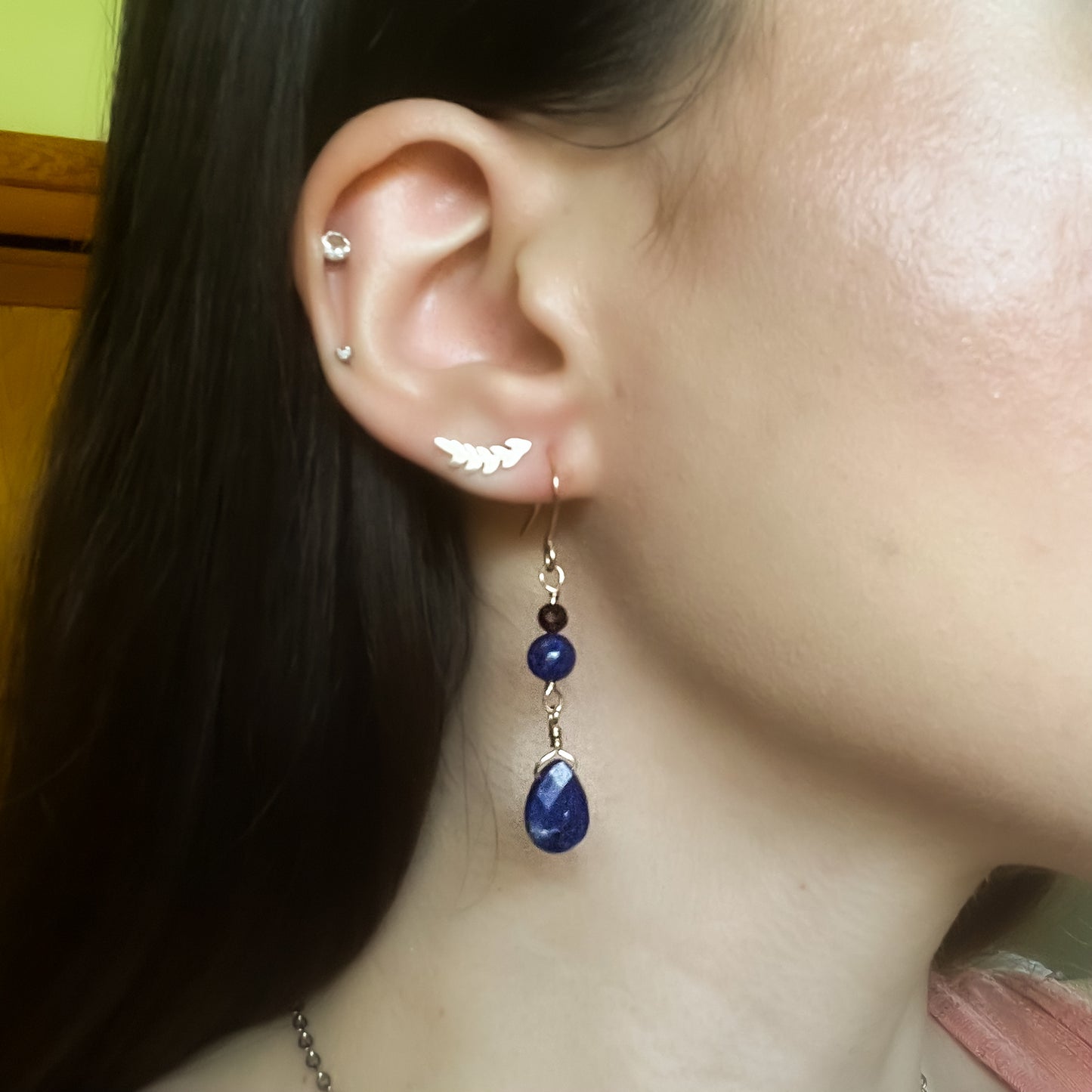 Lapis Lazuli & Garnet Earrings (14K Gold Filled)