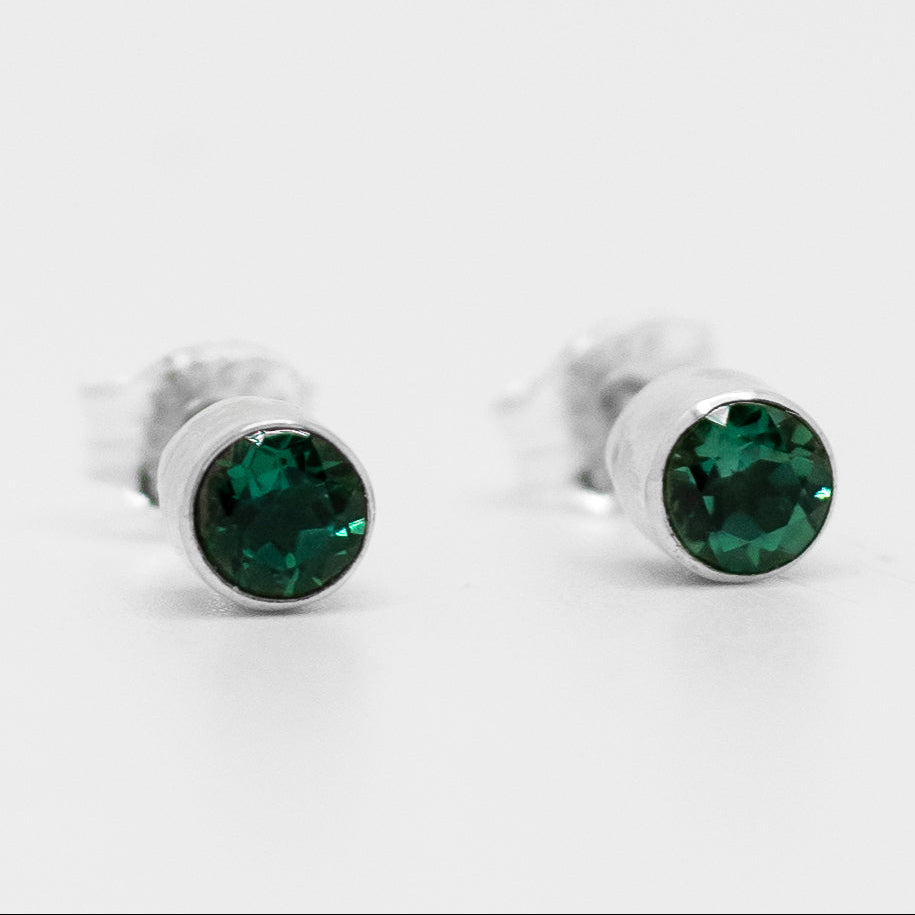4mm Sterling Silver Bezel-Set Gemstone Stud Earrings