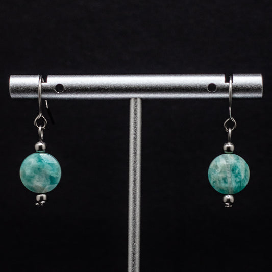 Amazonite Faceted Coin Earrings
