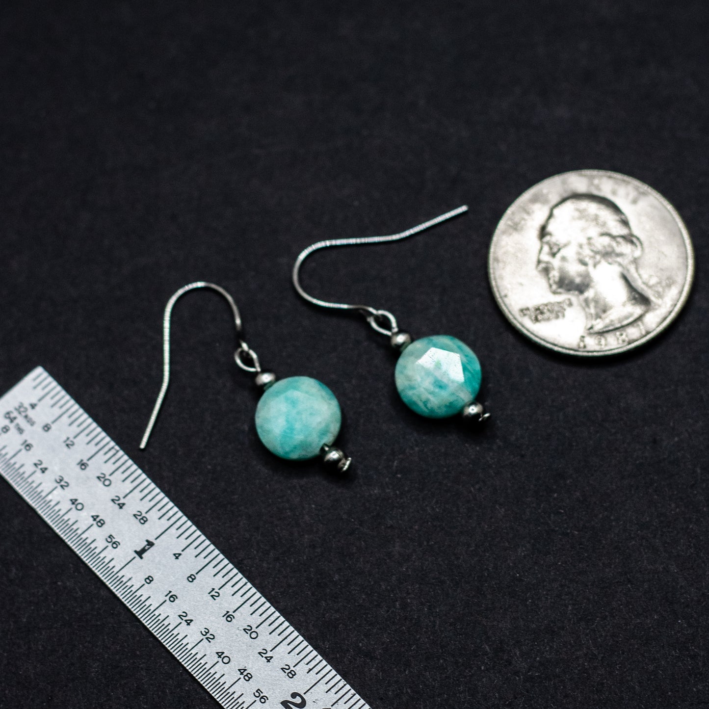 Amazonite Faceted Coin Earrings