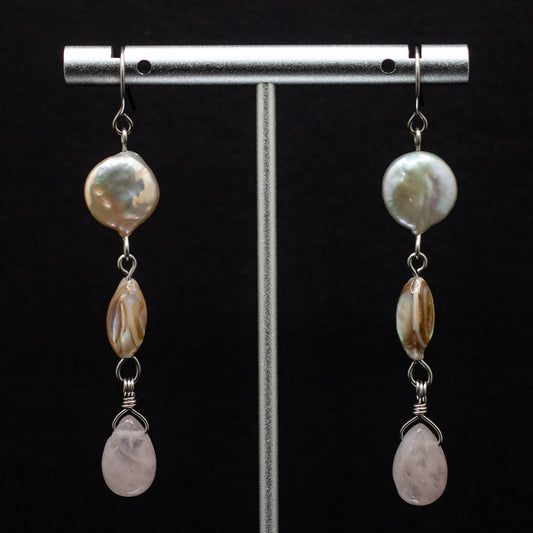 Pearl & Rose Quartz Earrings