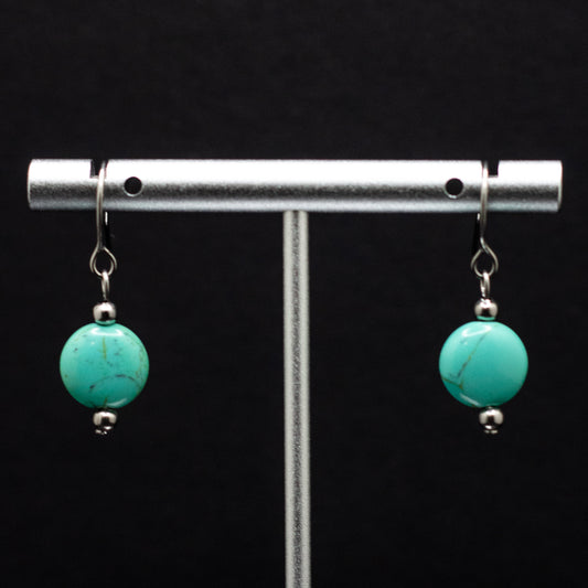 Turquoise Howlite Coin Earrings