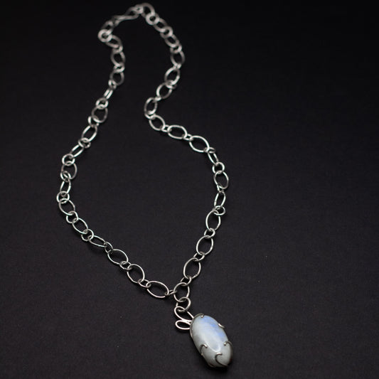 Blue Moonstone Sterling Silver Necklace