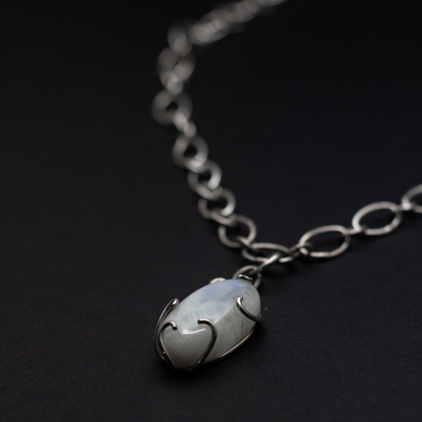 Blue Moonstone Sterling Silver Necklace
