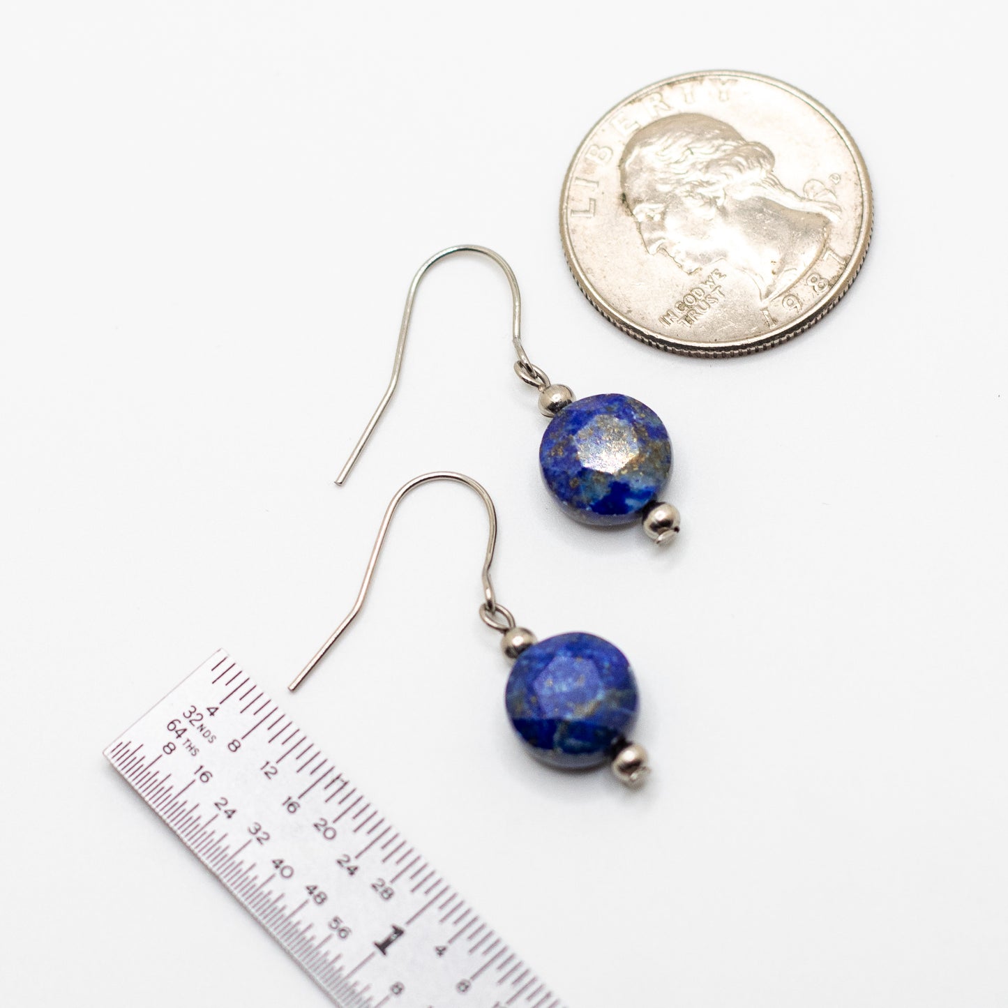 Lapis Lazuli Faceted Coin Earrings