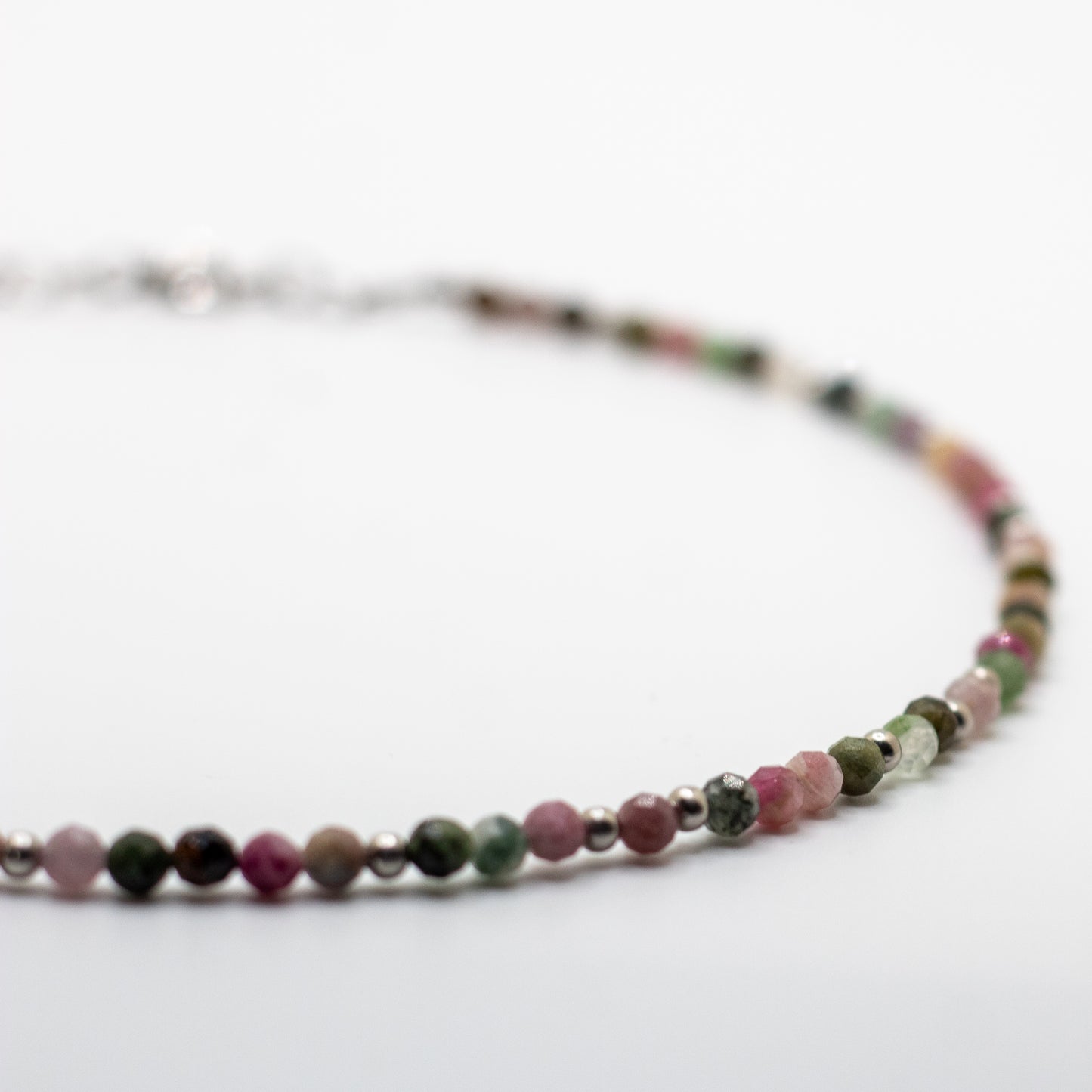 Microfaceted Watermelon Tourmaline Gemstone Necklace