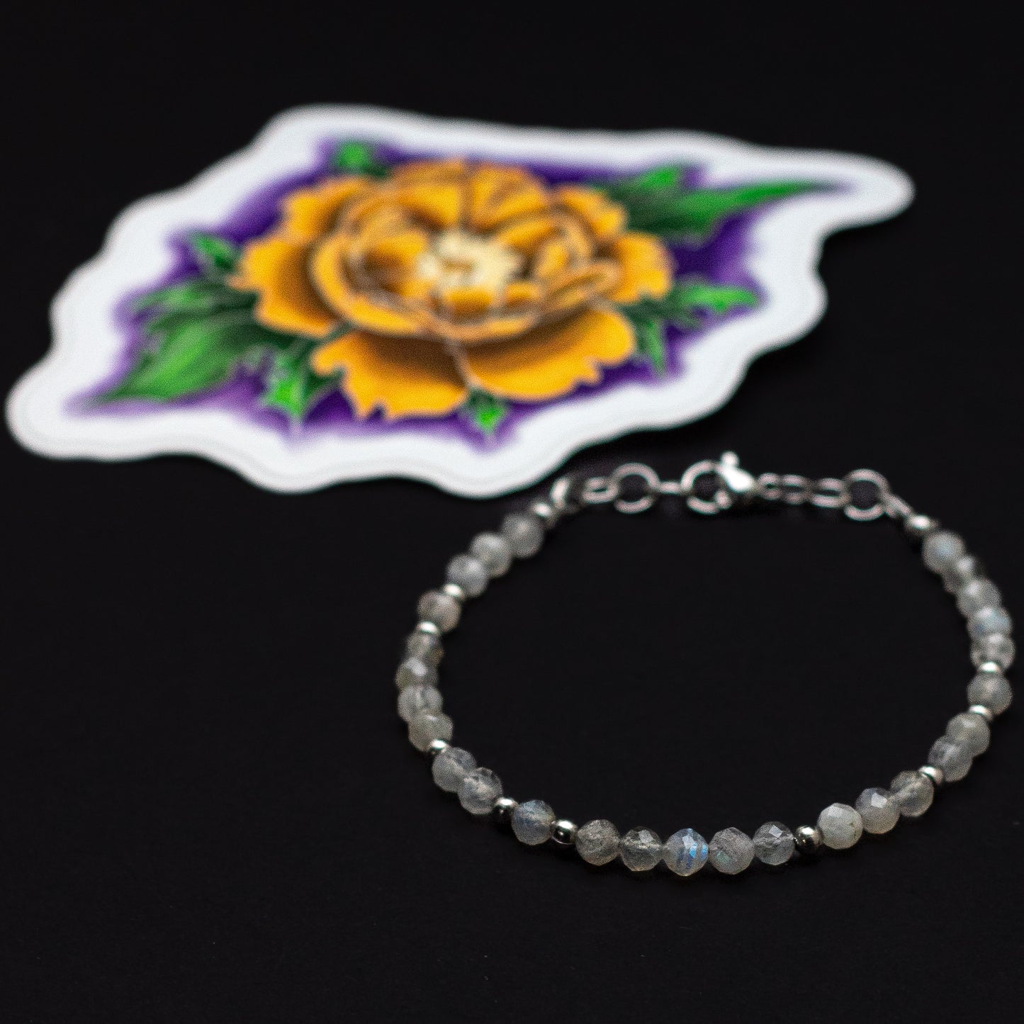 Peony & Labradorite ED Awareness Bundle | Sticker + Gemstone Bracelet