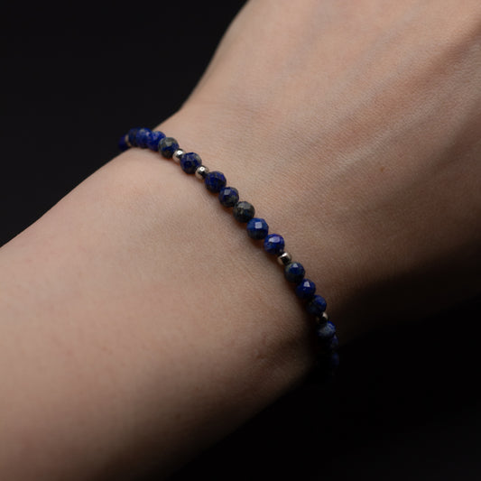 Microfaceted Lapis Lazuli Gemstone Bracelet