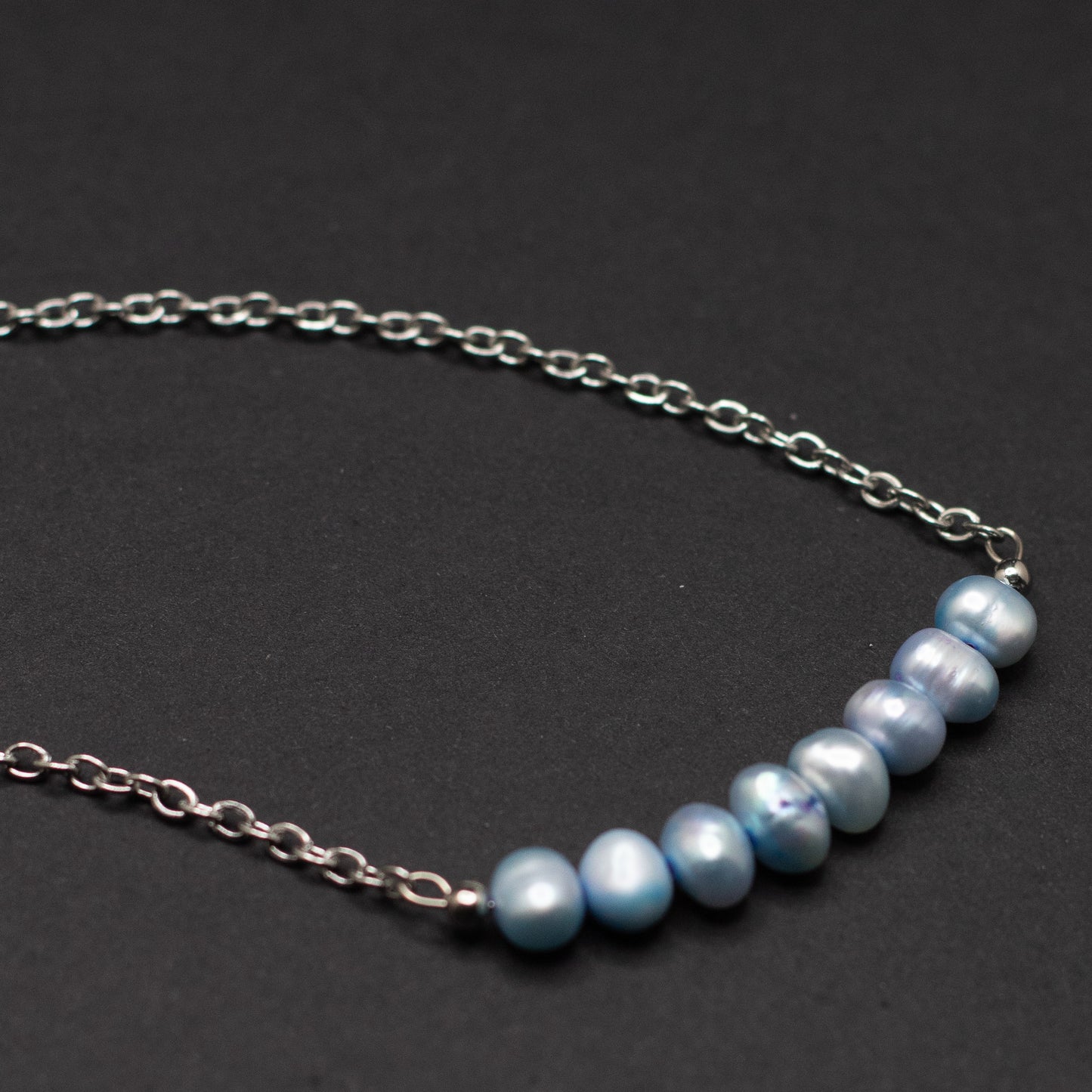 Blue Freshwater Pearl Bar Necklace