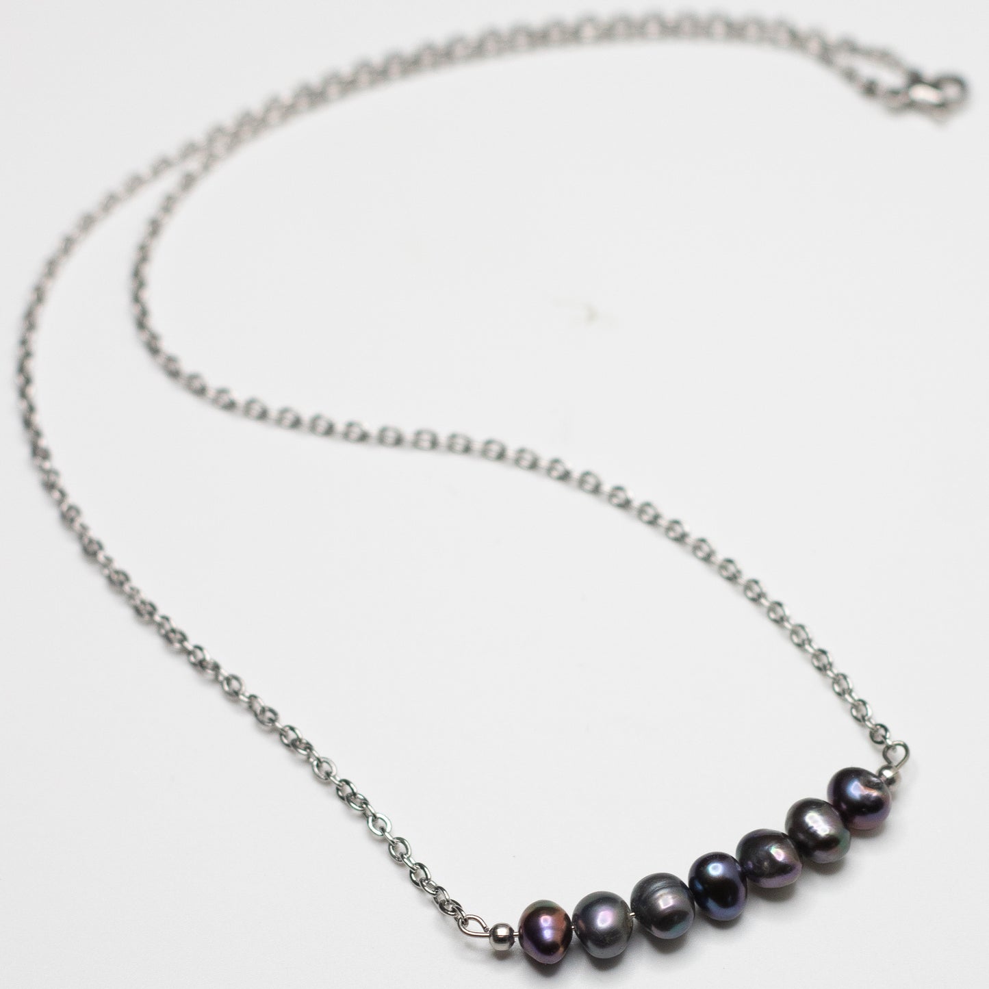 Black Freshwater Pearl Bar Necklace