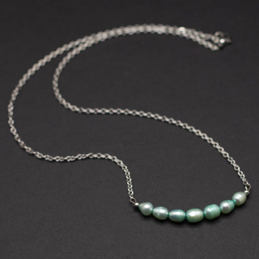 Seafoam Freshwater Pearl Bar Necklace