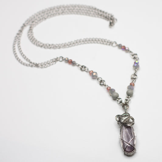Kunzite Wire Wrap Necklace