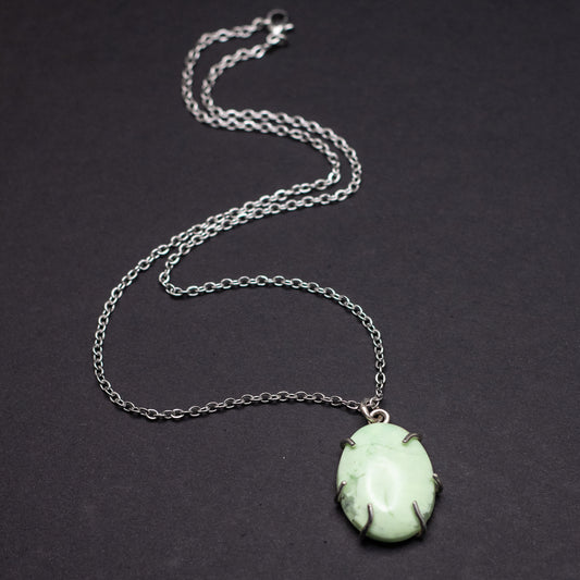 Lemon Chrysocolla Wire-Set Necklace | Handcrafted Sterling Silver Pendant