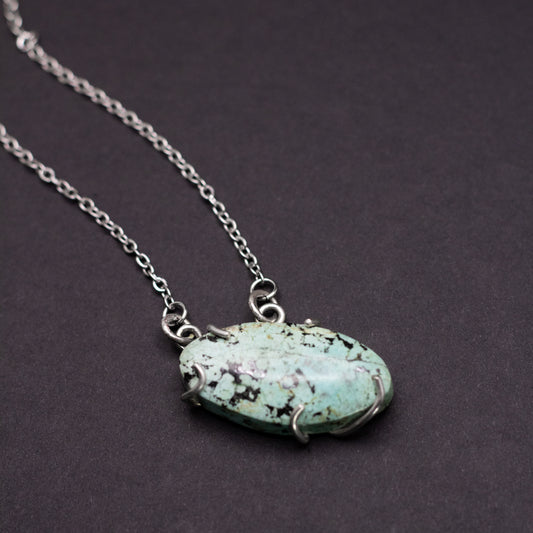 Turquoise Wire-Set Necklace (Turquoise 1) | Handcrafted Sterling Silver Pendant