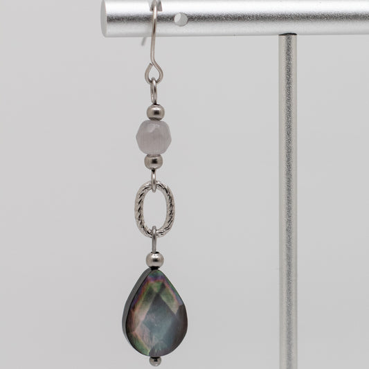 Black Mother of Pearl Faceted Teardrop Earrings