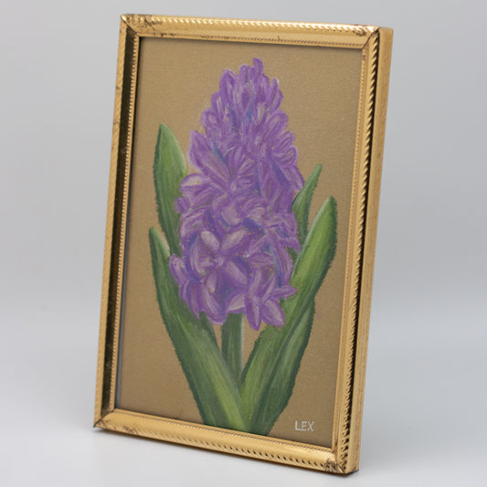 Grape Hyacinth | Original Chalk Pastel Artwork (Framed 4×6”)