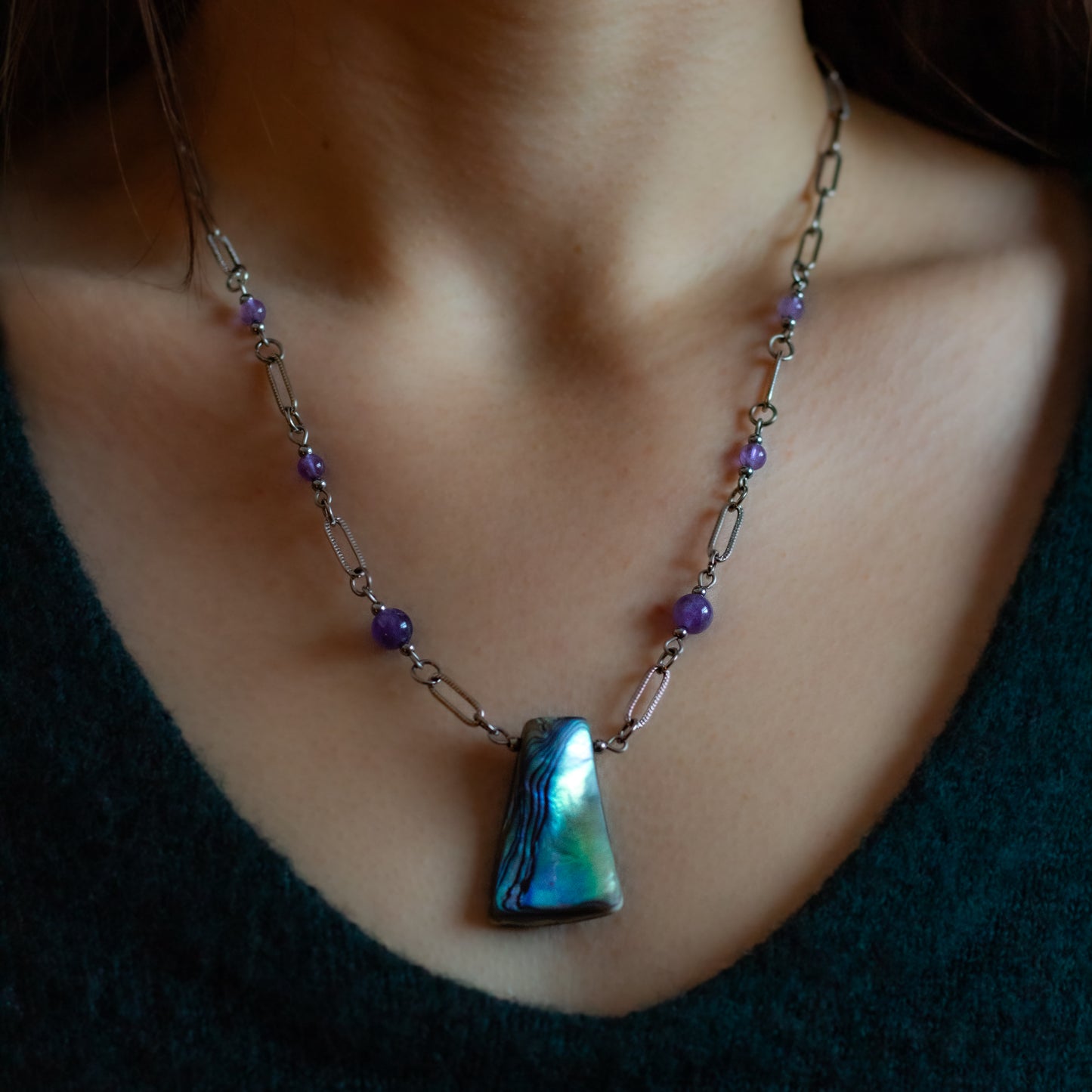 Abalone & Amethyst Necklace