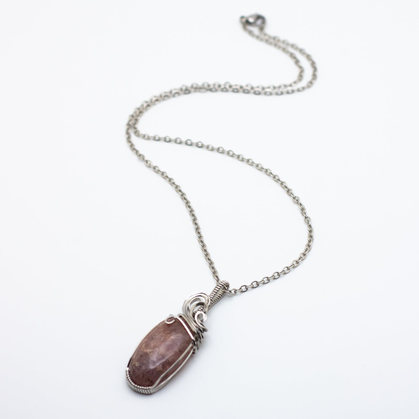 Strawberry Quartz Wire Wrap Necklace