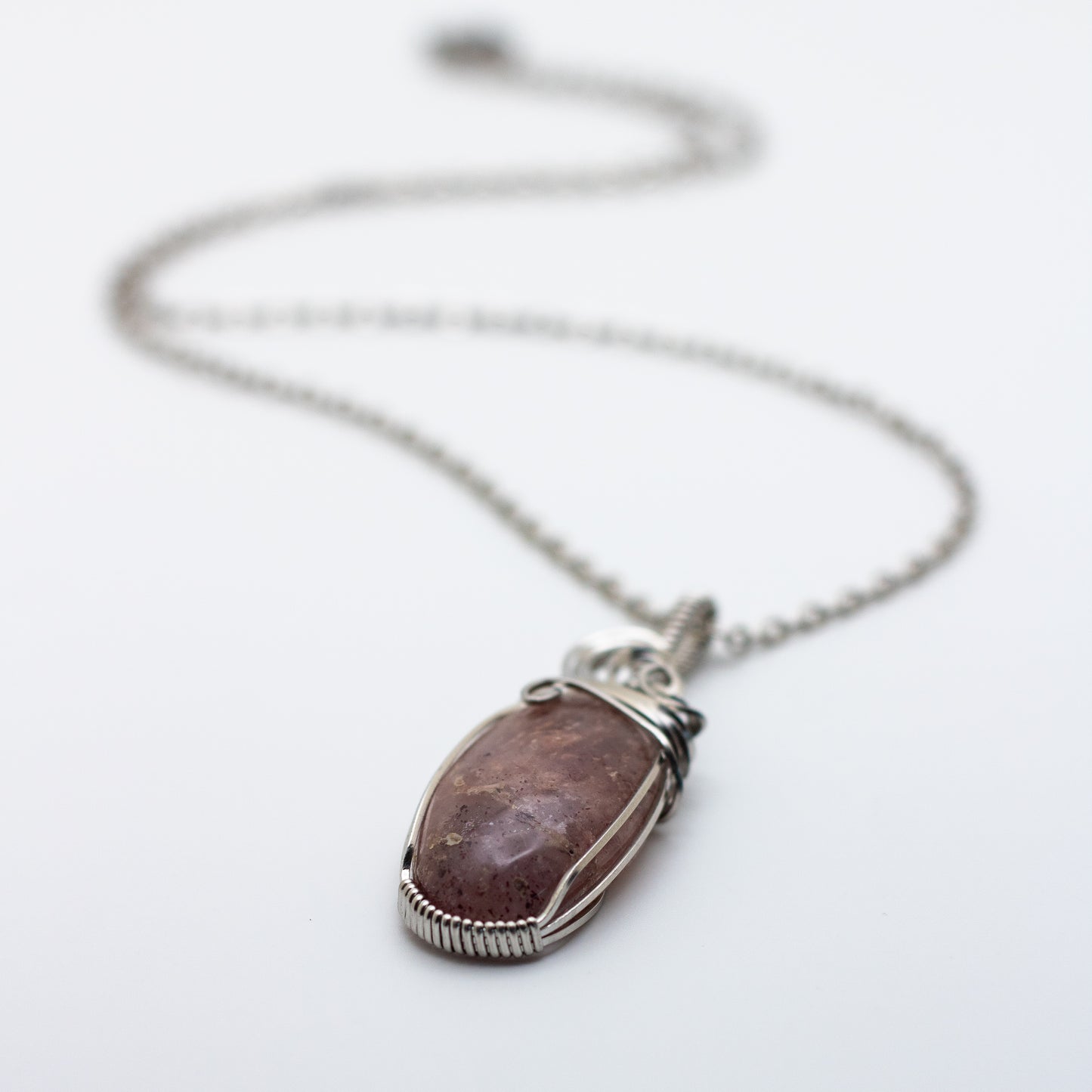 Strawberry Quartz Wire Wrap Necklace