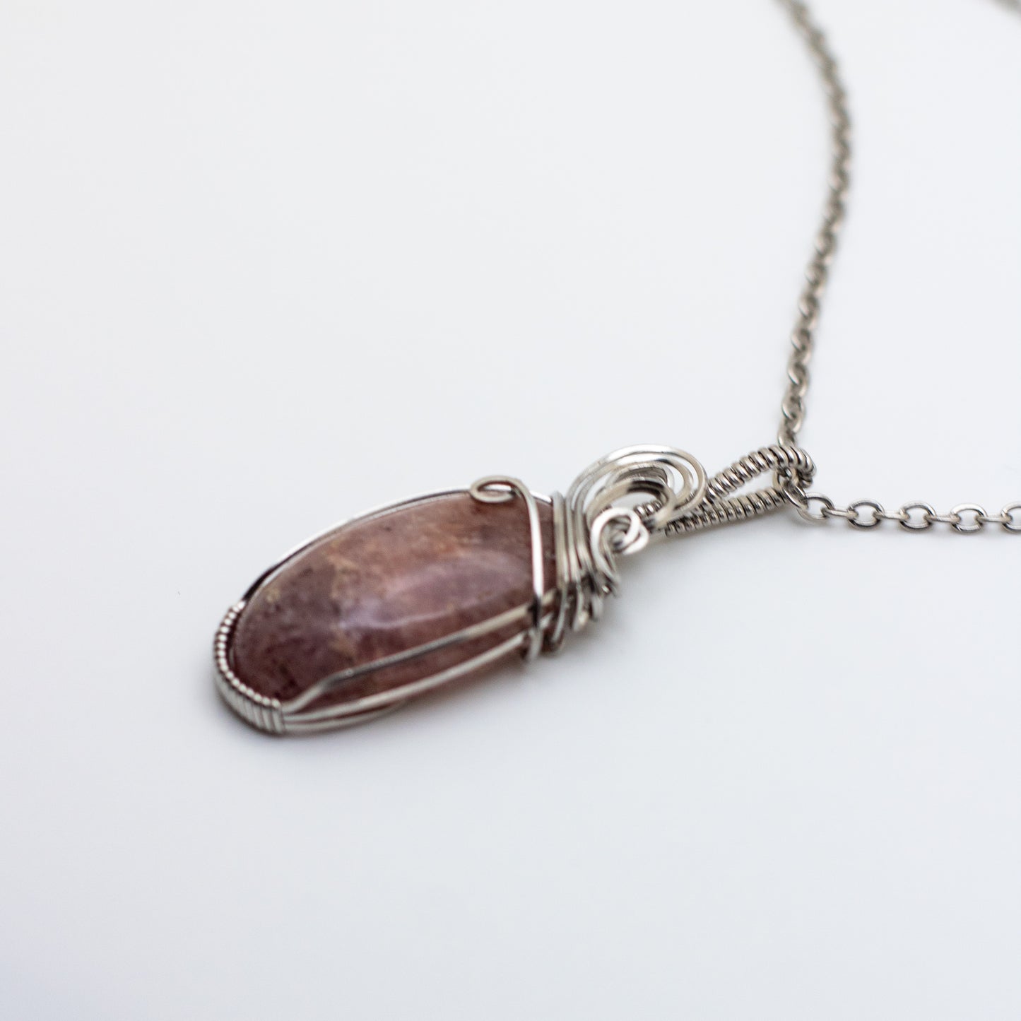 Strawberry Quartz Wire Wrap Necklace