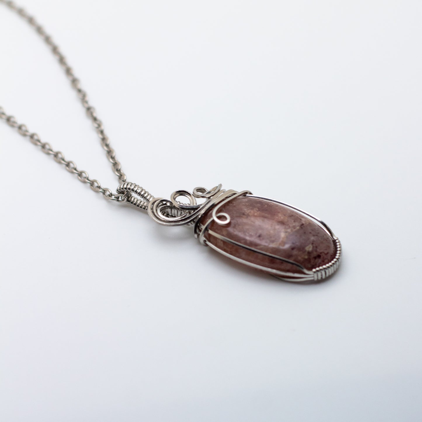 Strawberry Quartz Wire Wrap Necklace