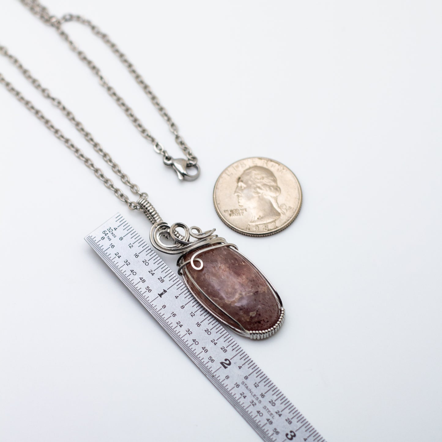 Strawberry Quartz Wire Wrap Necklace