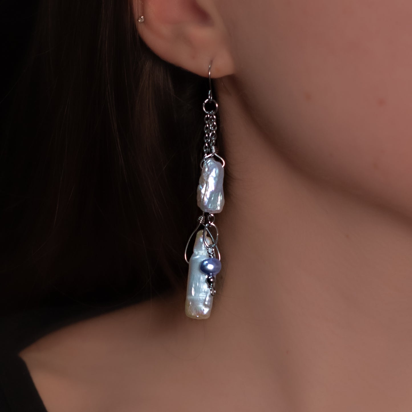 Cascading Keshi Pearl Earrings