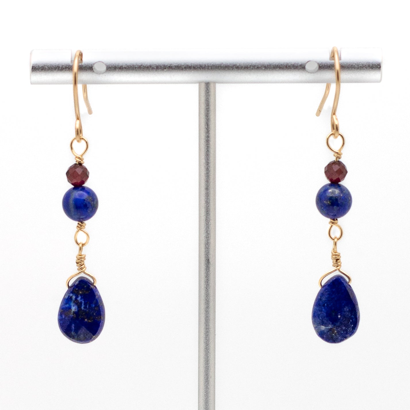 Lapis Lazuli & Garnet Earrings (14K Gold Filled)