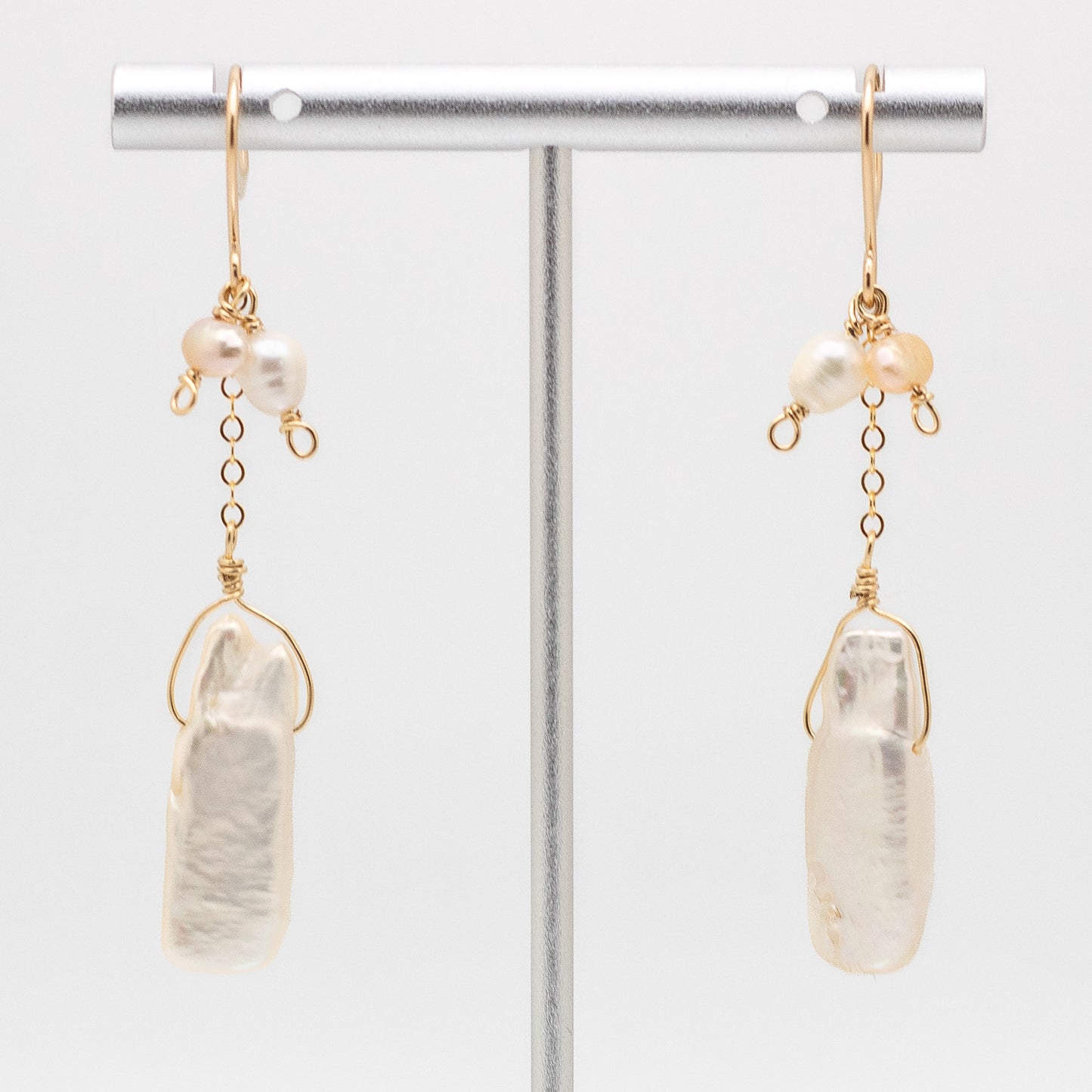 Keshi Pearl Charm Earrings (14K Gold Filled)