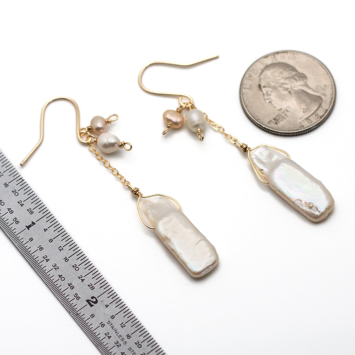 Keshi Pearl Charm Earrings (14K Gold Filled)