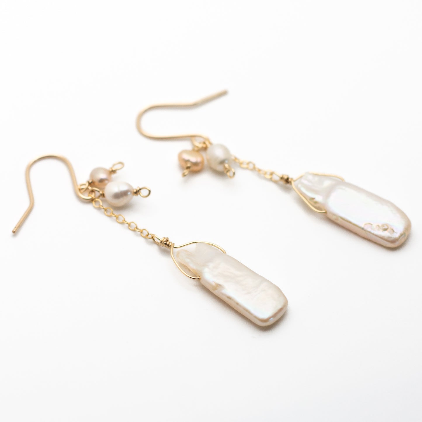 Keshi Pearl Charm Earrings (14K Gold Filled)