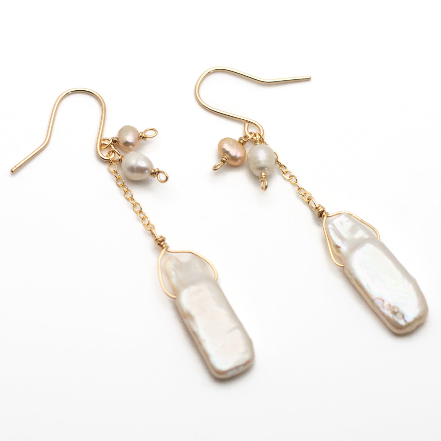 Keshi Pearl Charm Earrings (14K Gold Filled)