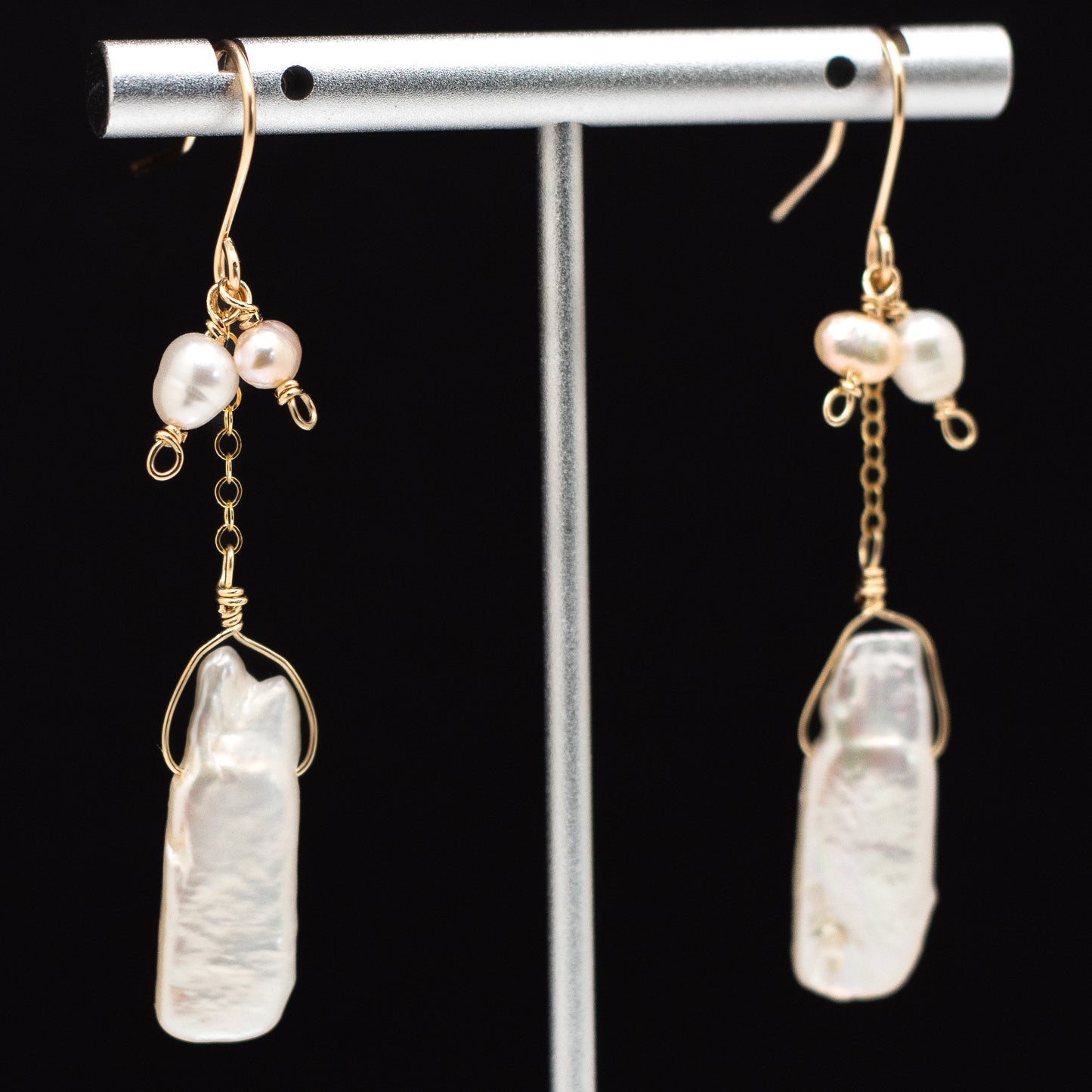 Keshi Pearl Charm Earrings (14K Gold Filled)
