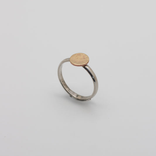Brass Hammered Circle Sterling Silver Ring