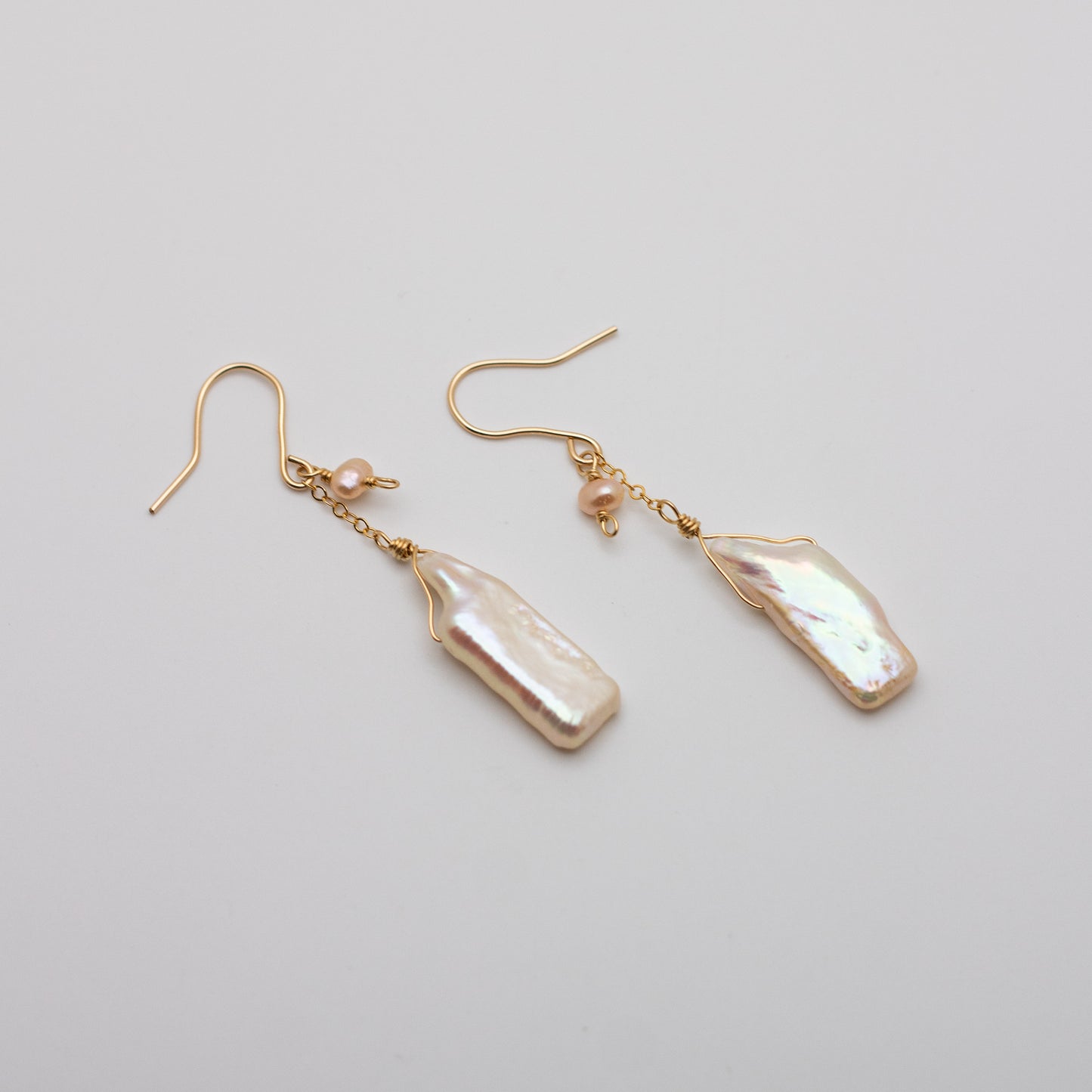 Keshi Pearl Charm Earrings (14K Gold Filled)