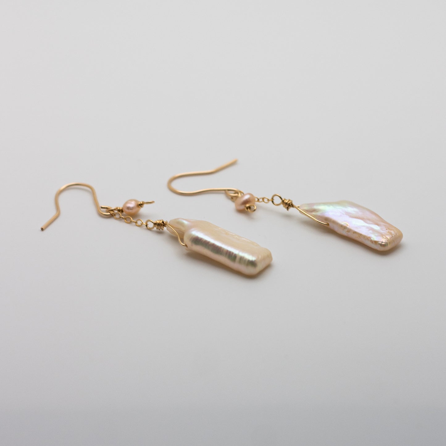 Keshi Pearl Charm Earrings (14K Gold Filled)
