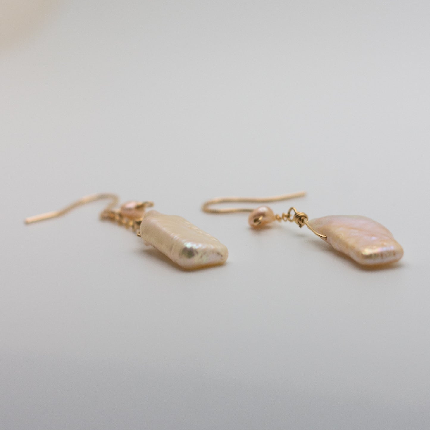 Keshi Pearl Charm Earrings (14K Gold Filled)
