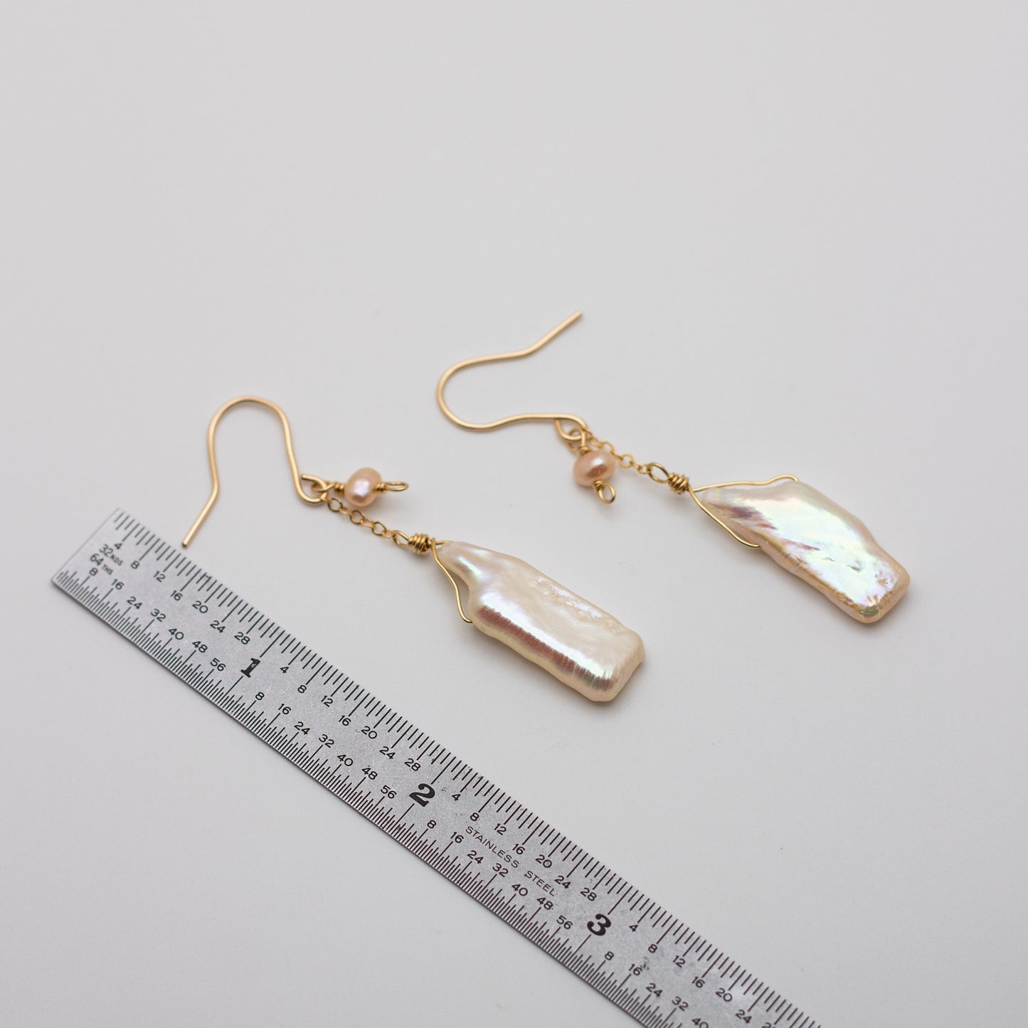 Keshi Pearl Charm Earrings (14K Gold Filled)