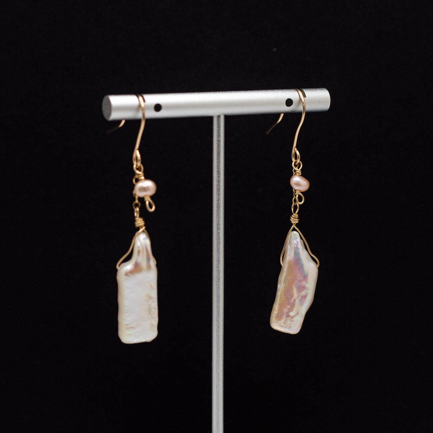 Keshi Pearl Charm Earrings (14K Gold Filled)