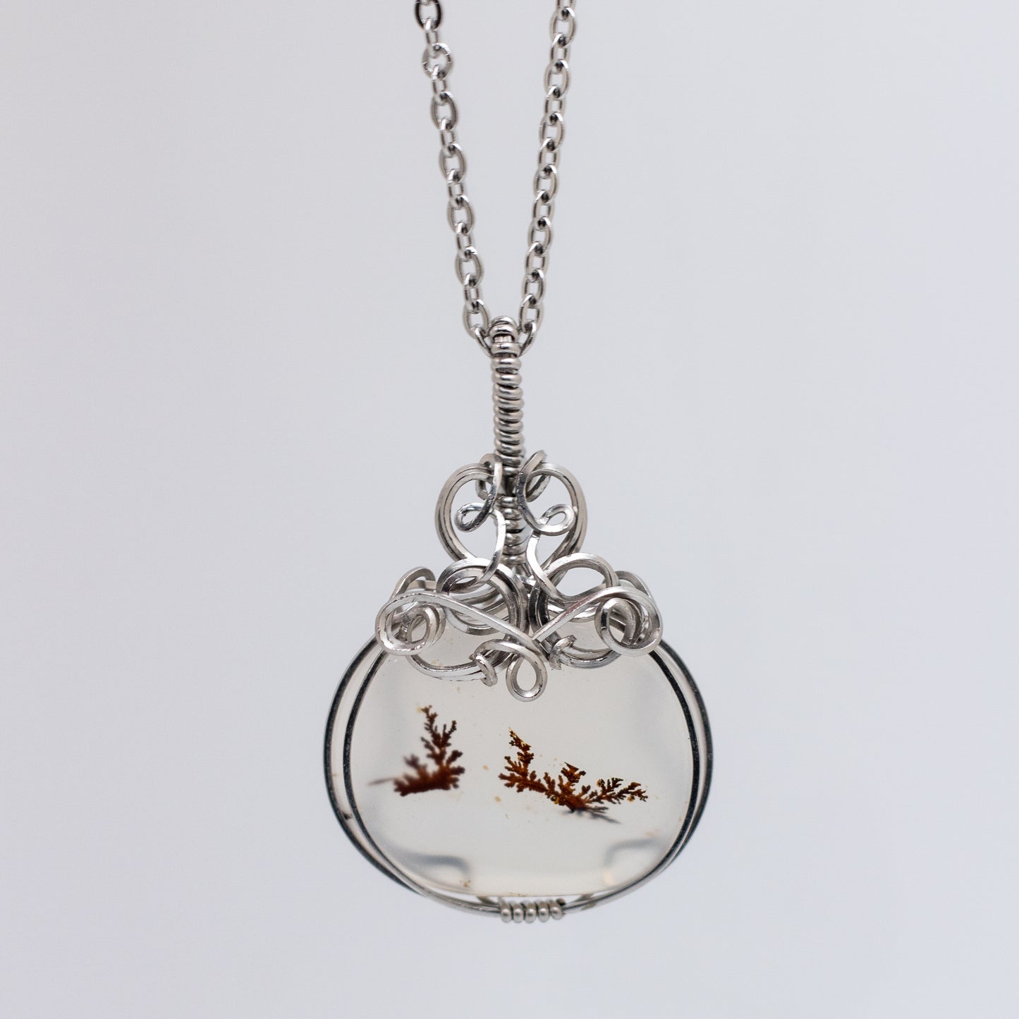 Dendritic Opal Wire Wrap Necklace