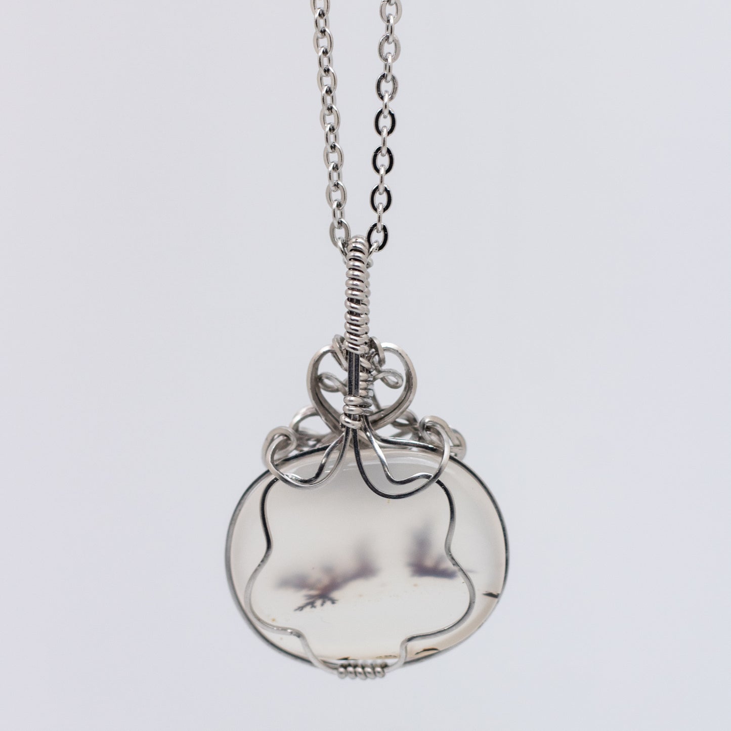 Dendritic Opal Wire Wrap Necklace