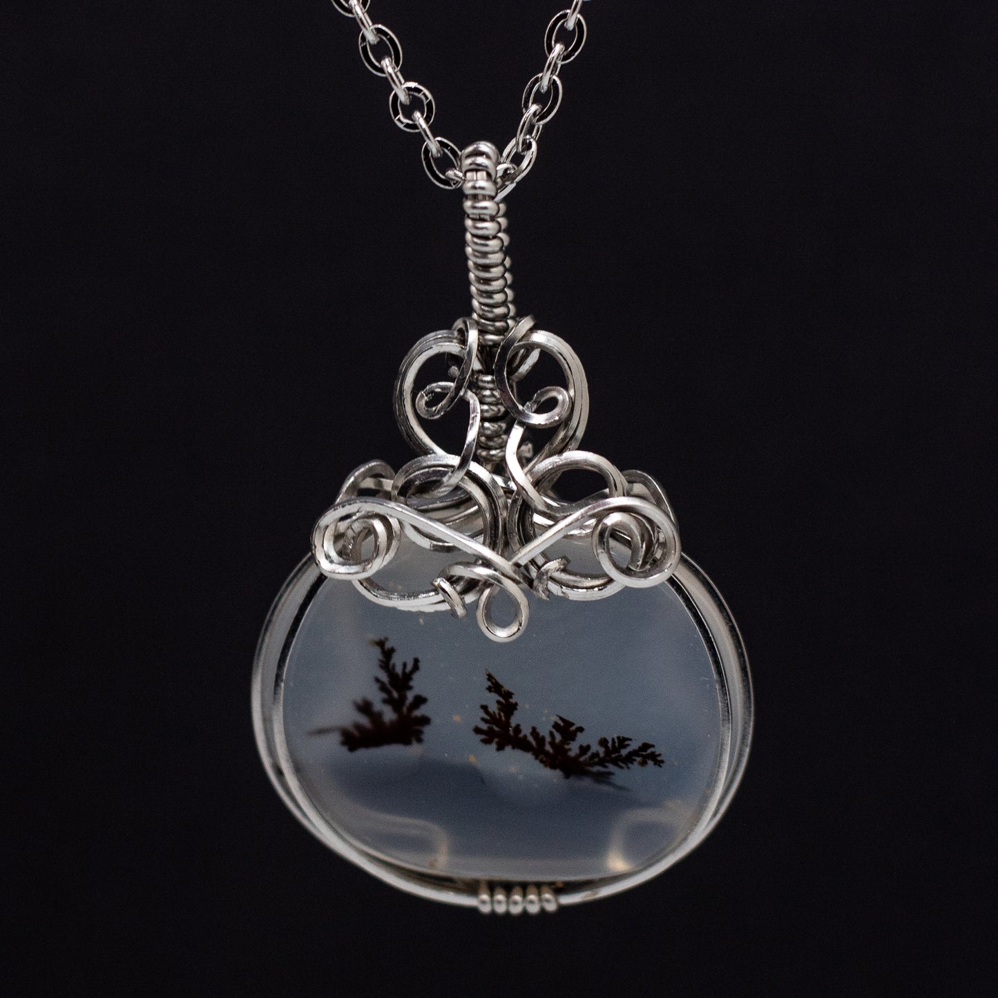 Dendritic Opal Wire Wrap Necklace