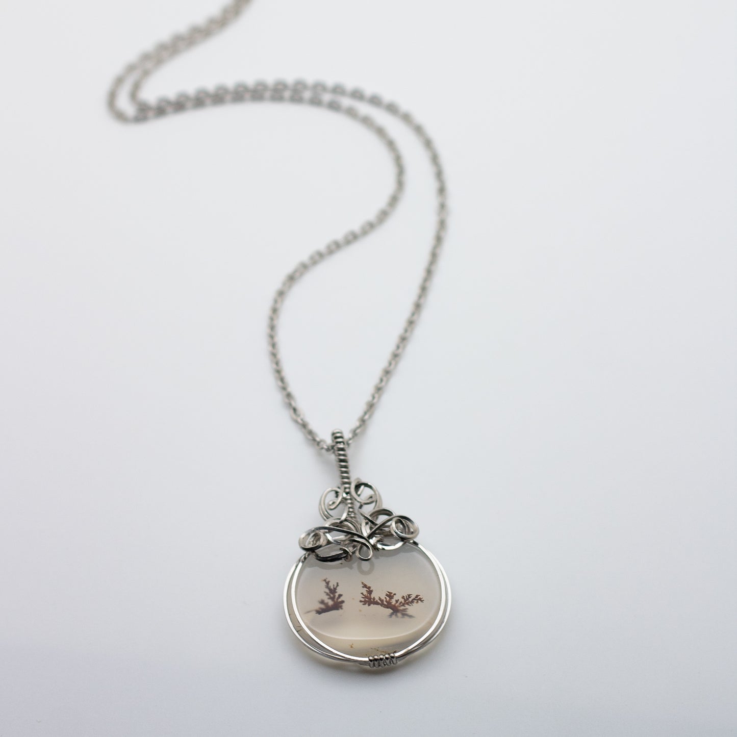 Dendritic Opal Wire Wrap Necklace