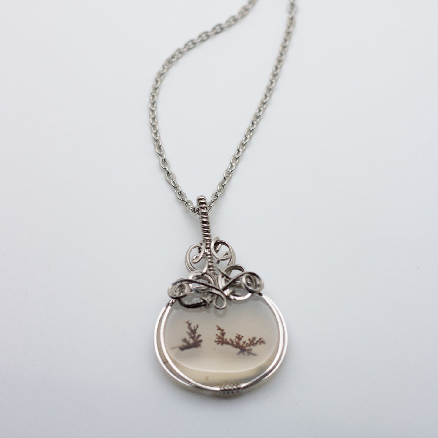 Dendritic Opal Wire Wrap Necklace