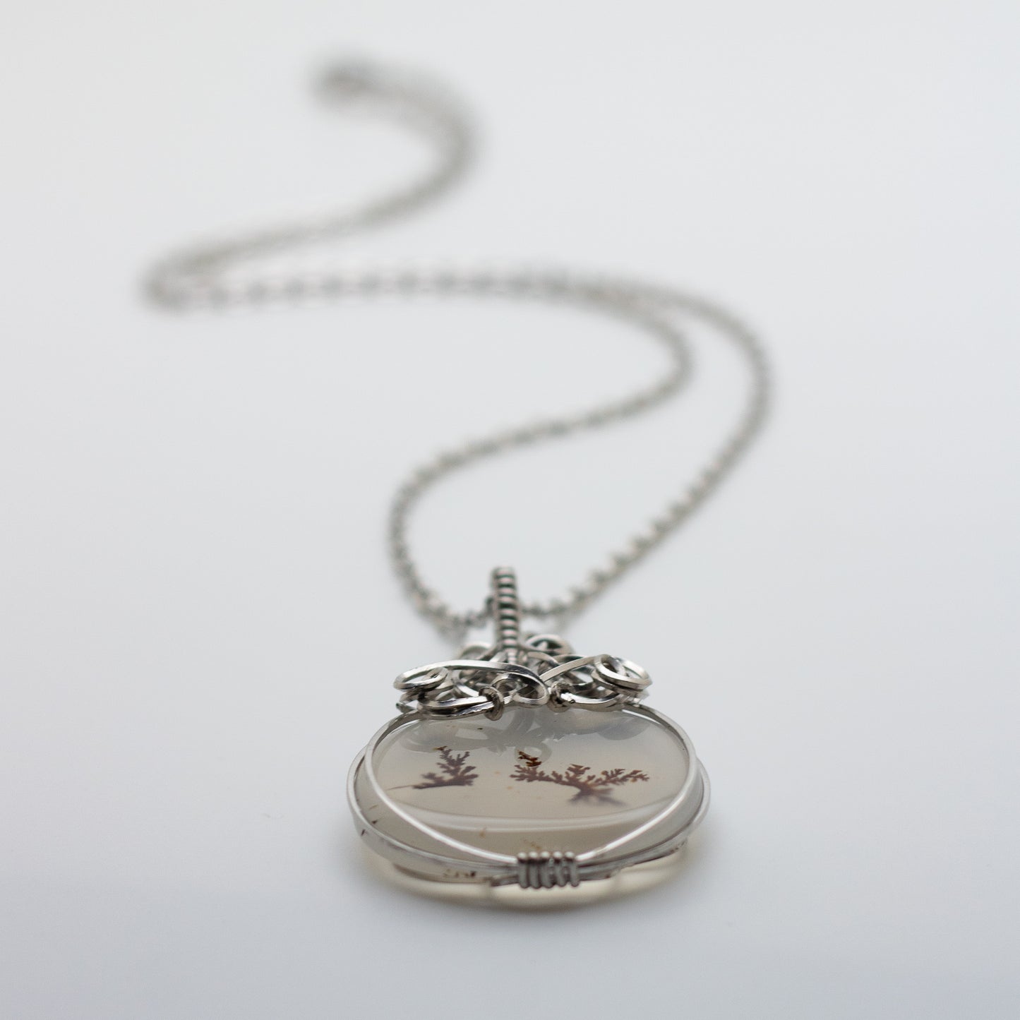 Dendritic Opal Wire Wrap Necklace